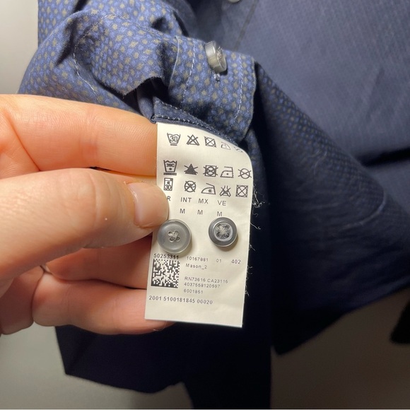 Hugo Boss Men's Navy micro polka dot long sleeve button down shirt in size M - Picture 7 of 8